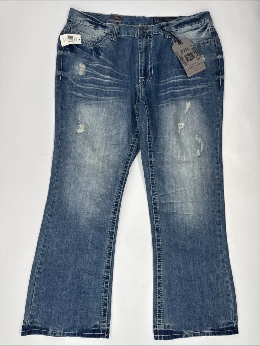 TK Axel Jeans Mens 38x30 Wolcott Vintage Boot Cut Denim Relaxed Distressed NEW